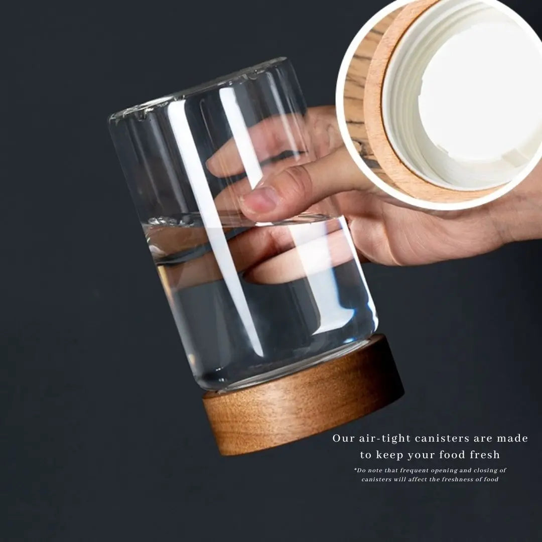 Tatler Acacia Wood Glass Canister-Speckled Space