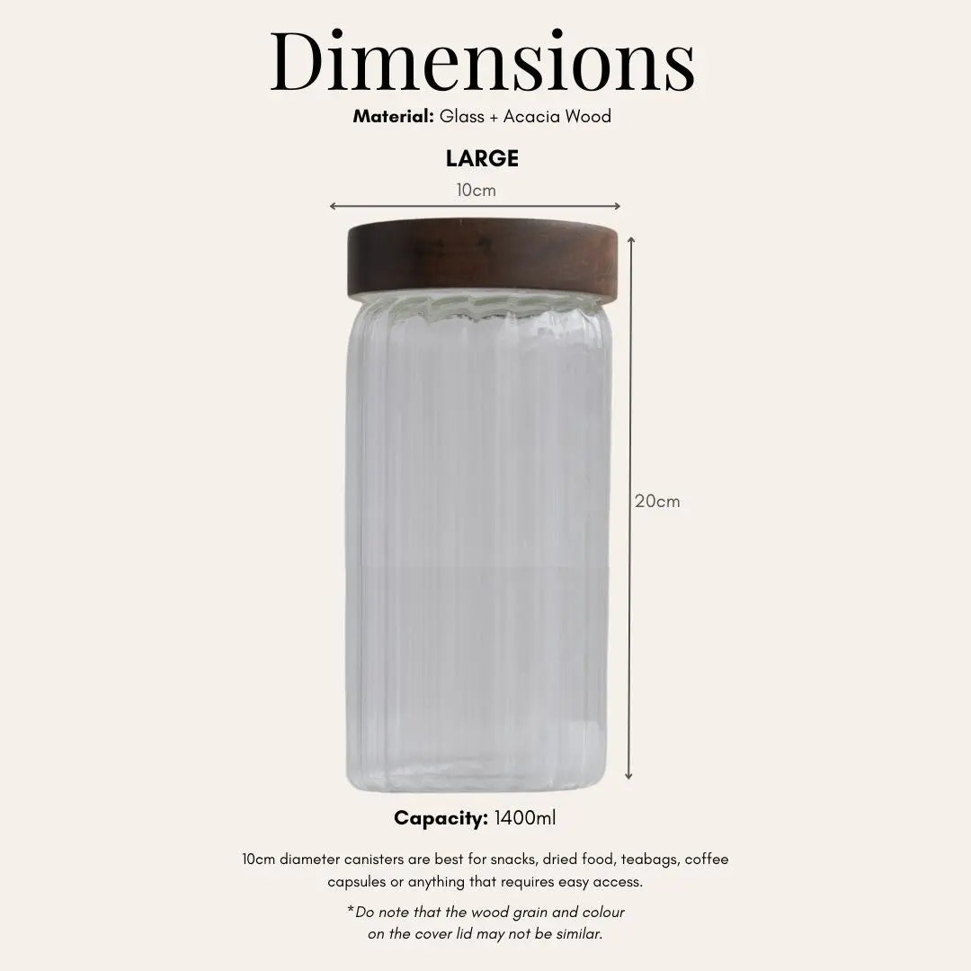 Harper Acacia Wood Glass Canister-Speckled Space