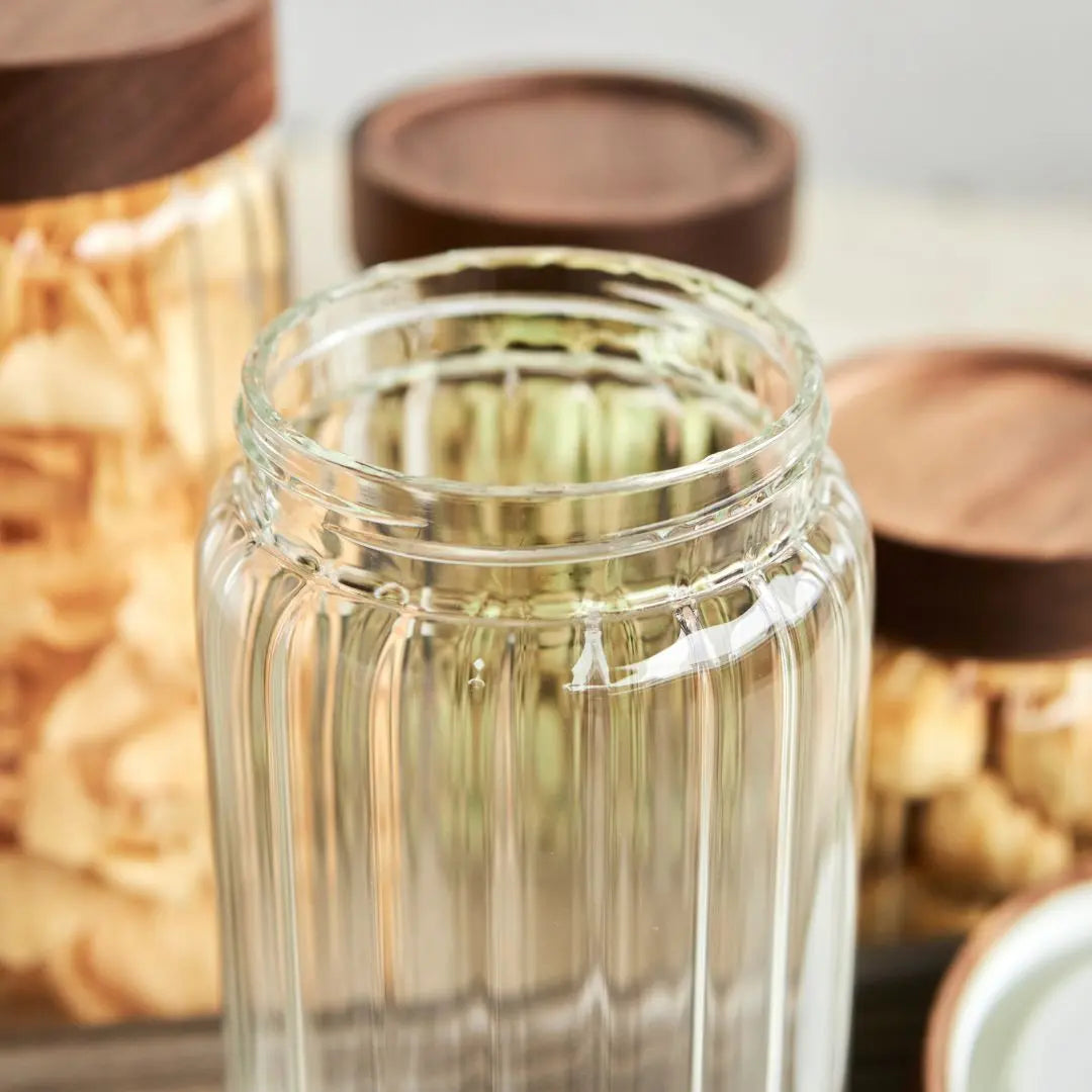 Harper Acacia Wood Glass Canister-Speckled Space
