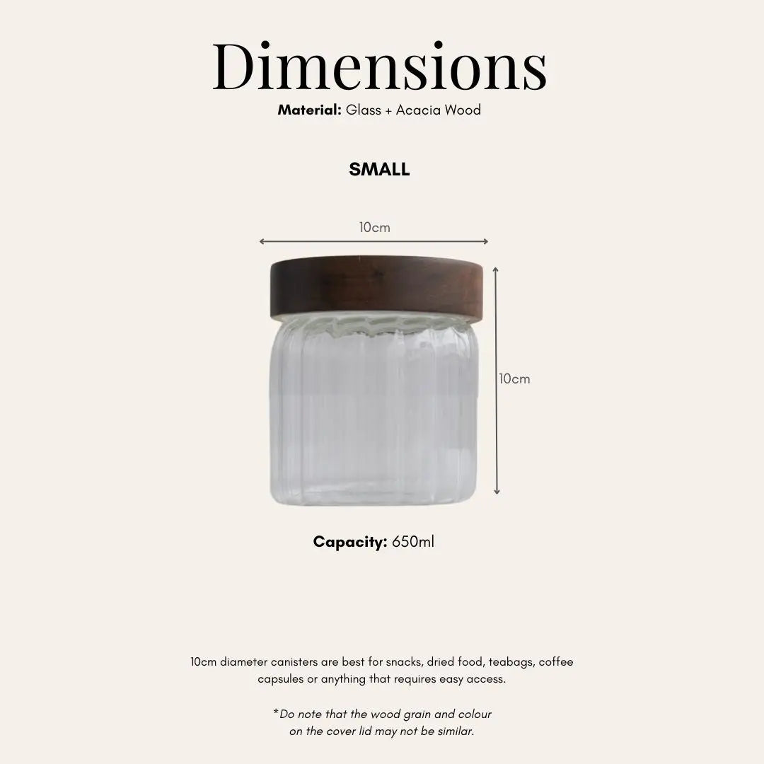 Harper Acacia Wood Glass Canister-Speckled Space