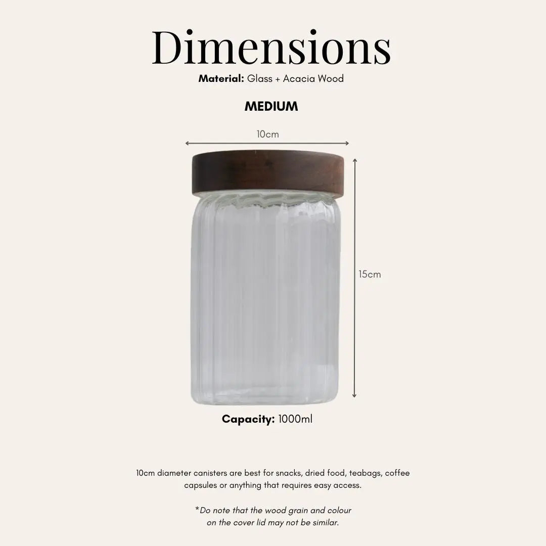 Harper Acacia Wood Glass Canister-Speckled Space