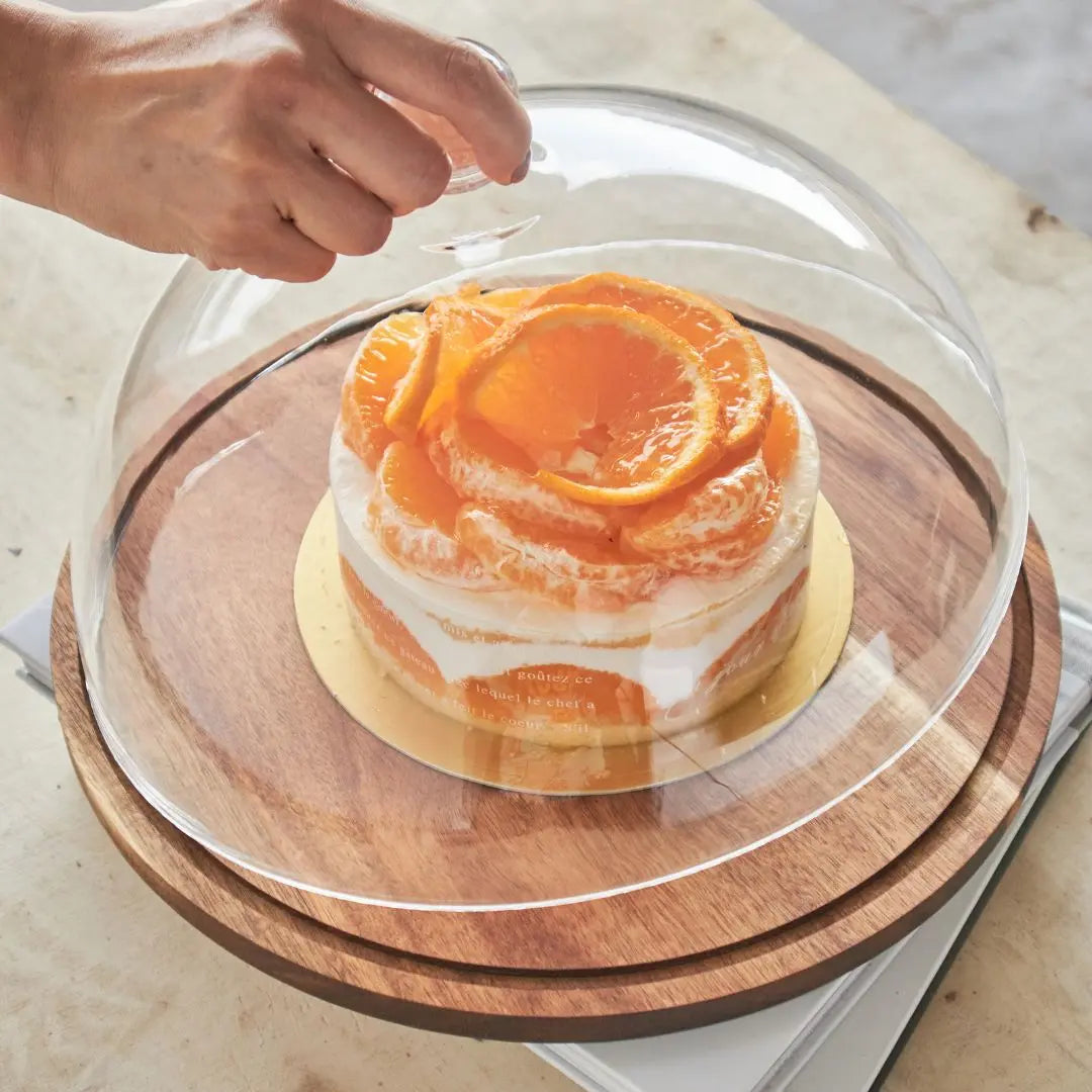Houston Dessert Holder with Acrylic Lid Acacia Platter-Speckled Space