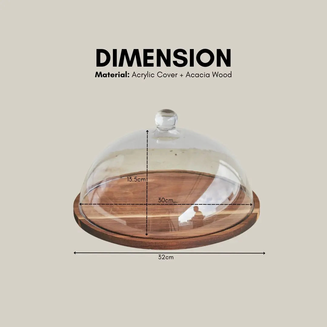 Houston Dessert Holder with Acrylic Lid Acacia Platter-Speckled Space