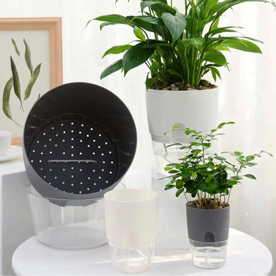 Self-Watering Basic Plastic Flower Pots-Speckled Space