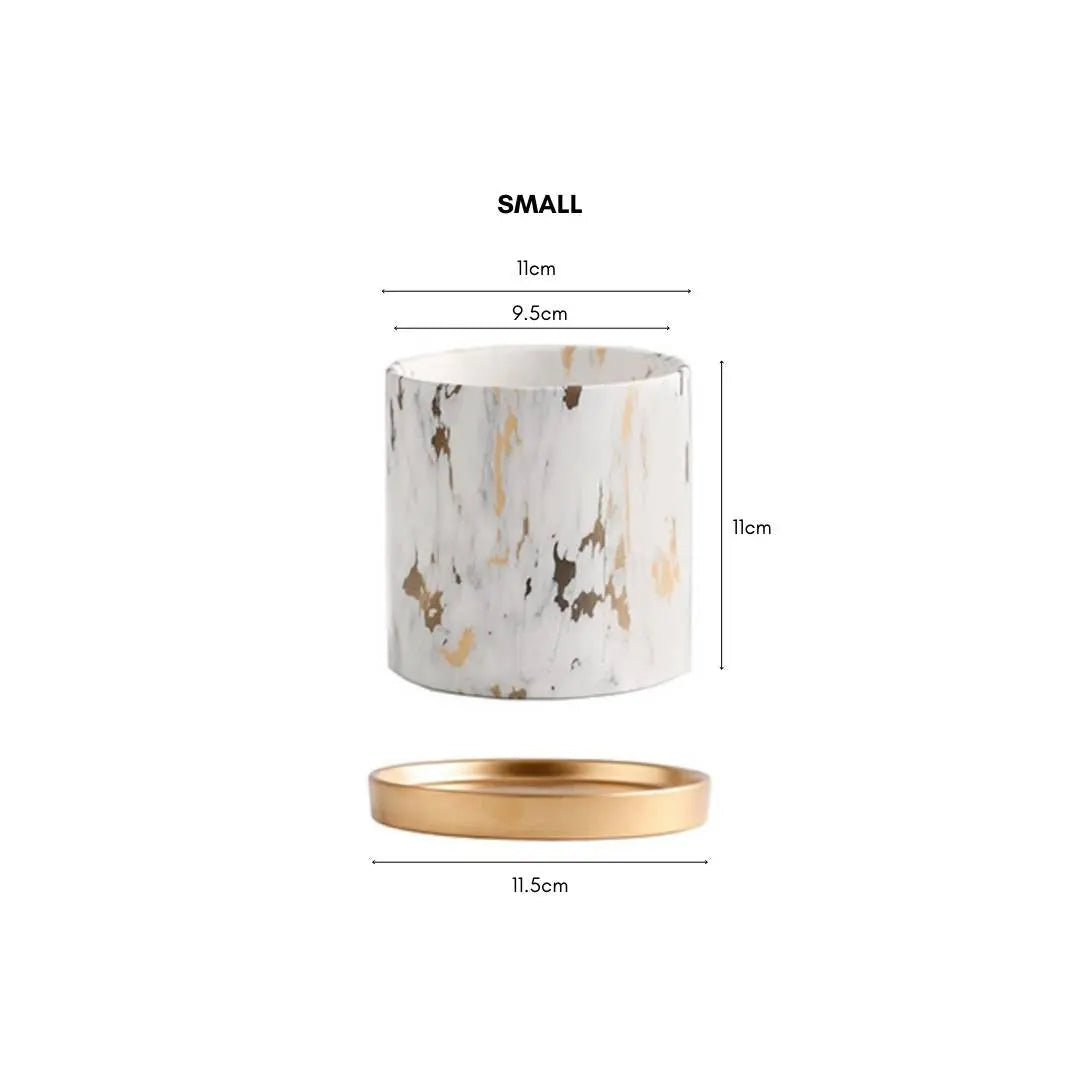 Miygan Marble Gold Ceramic Flower Pot-Speckled Space