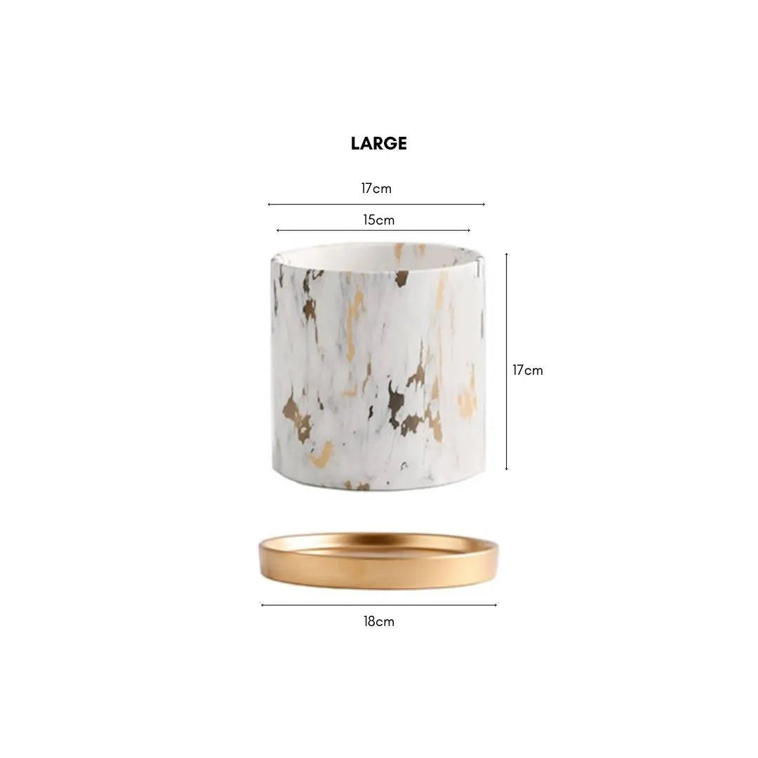 Miygan Marble Gold Ceramic Flower Pot-Speckled Space