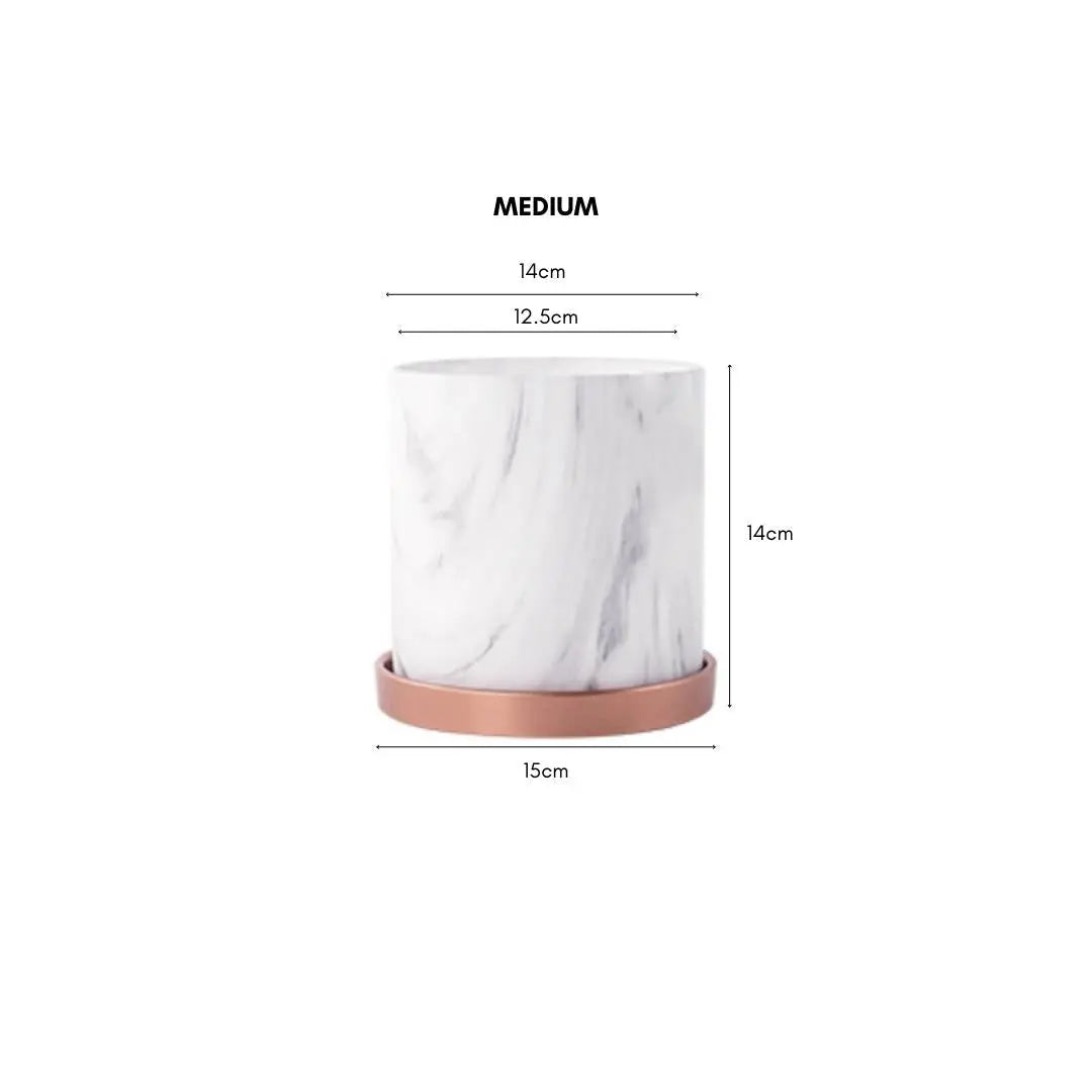 Mobie Marble White Ceramic Flower Pot-Speckled Space