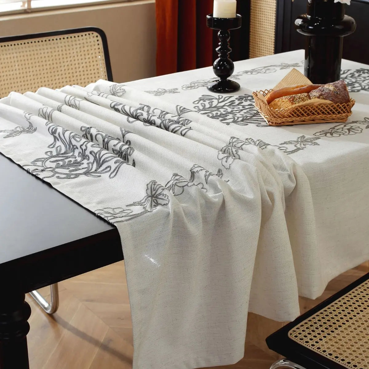 Natalio Grey Floral Table Cloth My Store