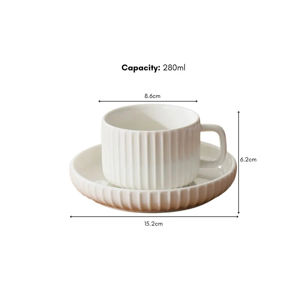 Lojern White Ceramic Teacup with Saucer My Store