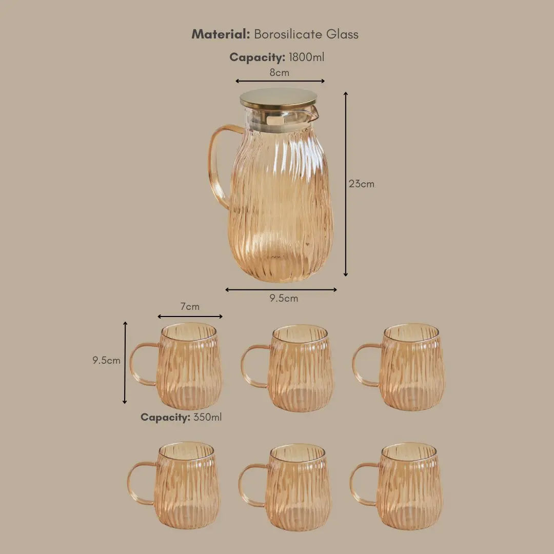 Neonir Borosilicate Glass Jug Set-Speckled Space