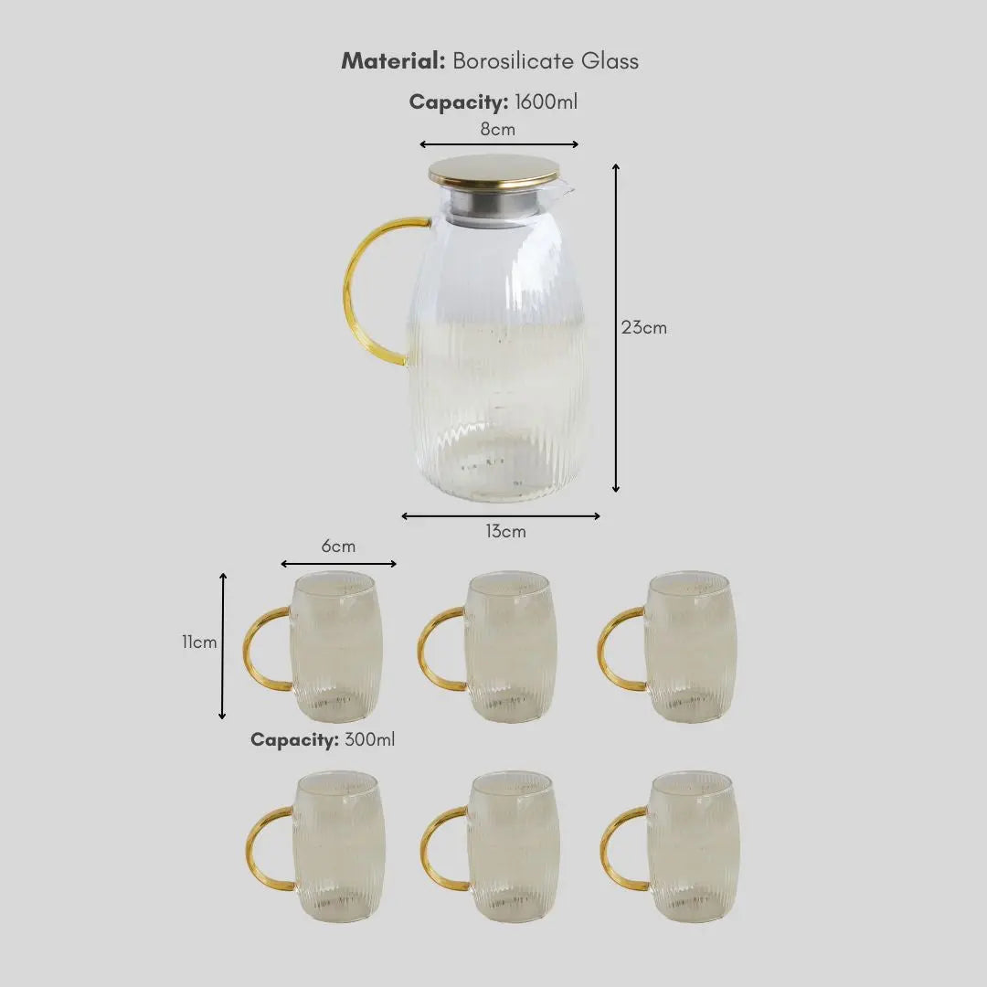 Prilo Borosilicate Glass Jug Set-Speckled Space