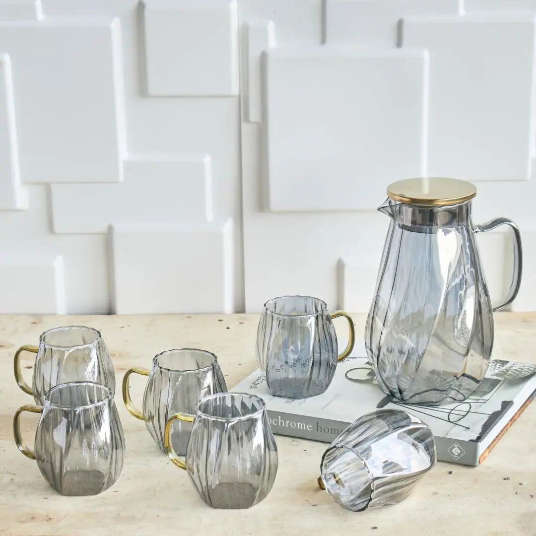 Quentin Borosilicate Glass Jug Set-Speckled Space