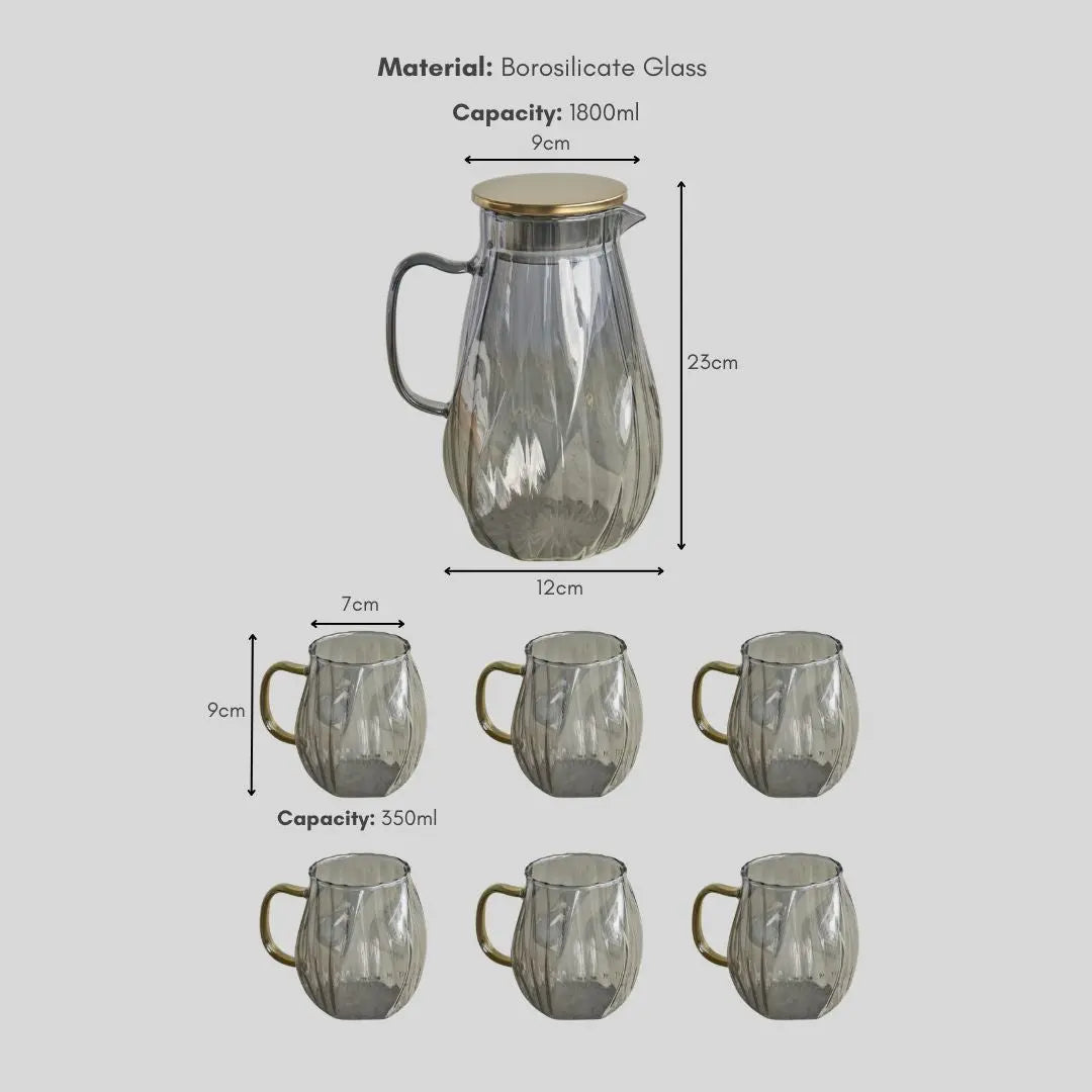 Quentin Borosilicate Glass Jug Set-Speckled Space