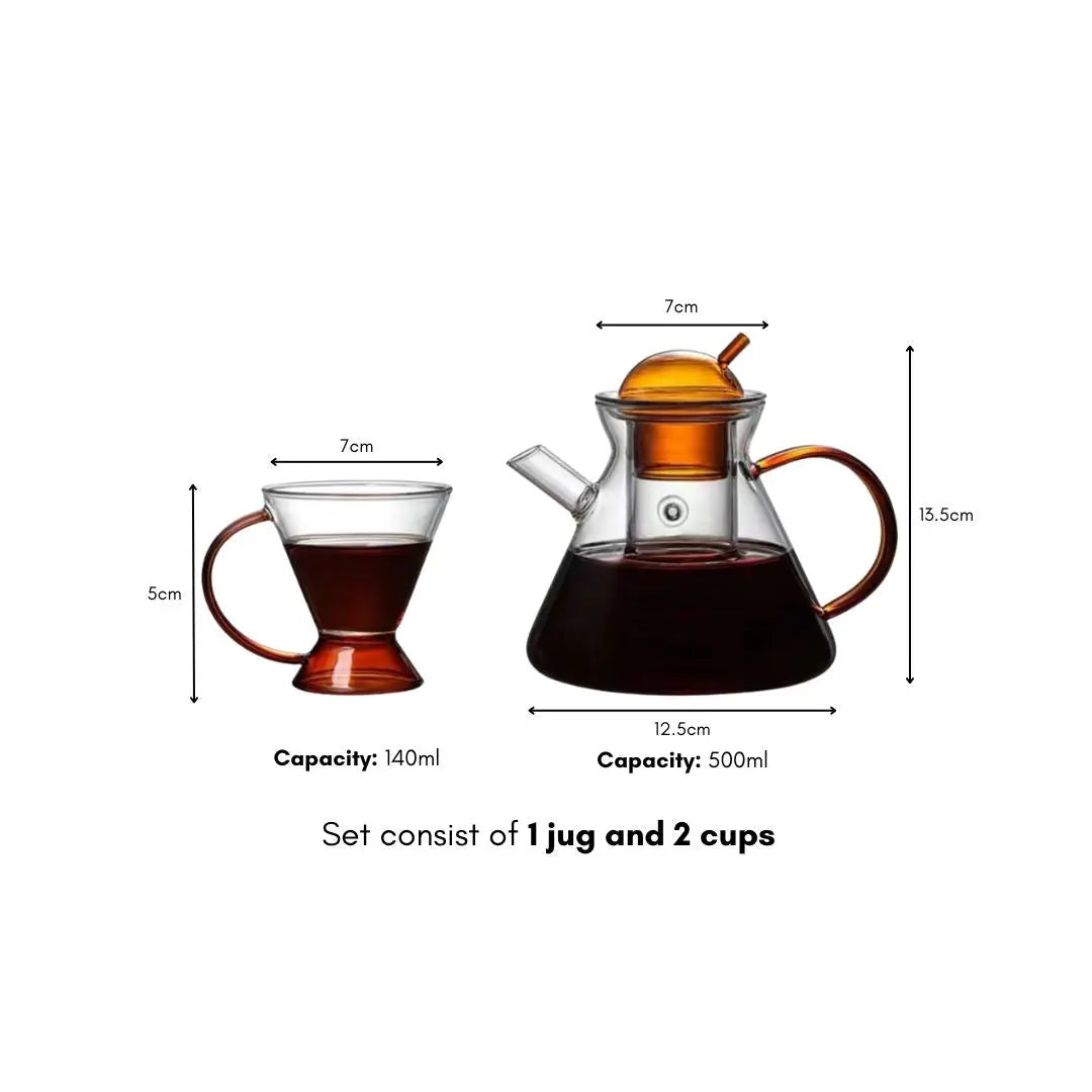 Tinea Borosilicate Glass Teapot Set-Speckled Space