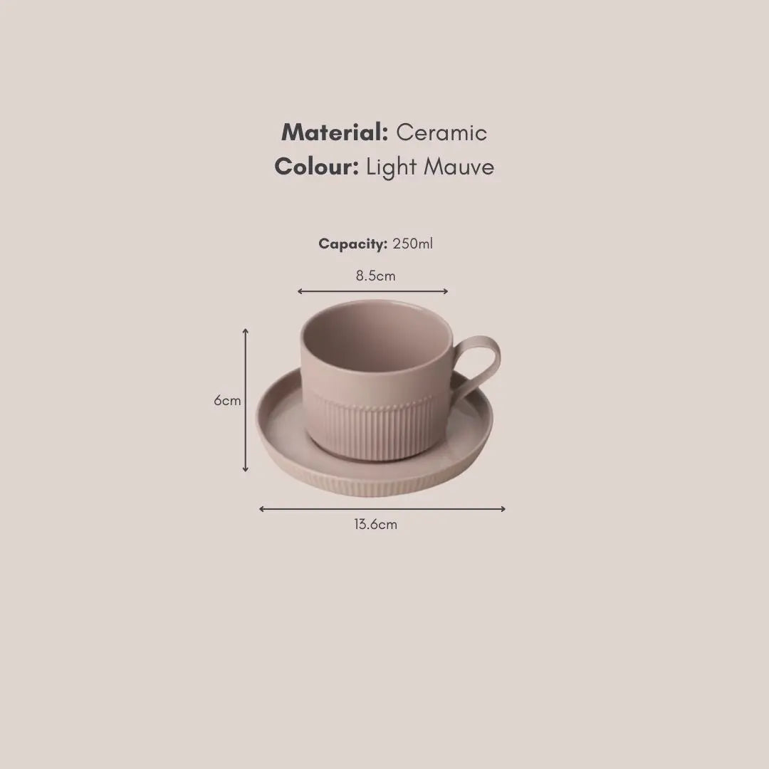 Abaca Ceramic Teacup with Saucer-Speckled Space