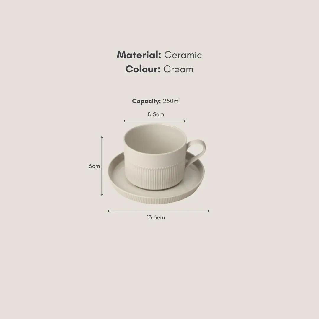 Abaca Ceramic Teacup with Saucer-Speckled Space