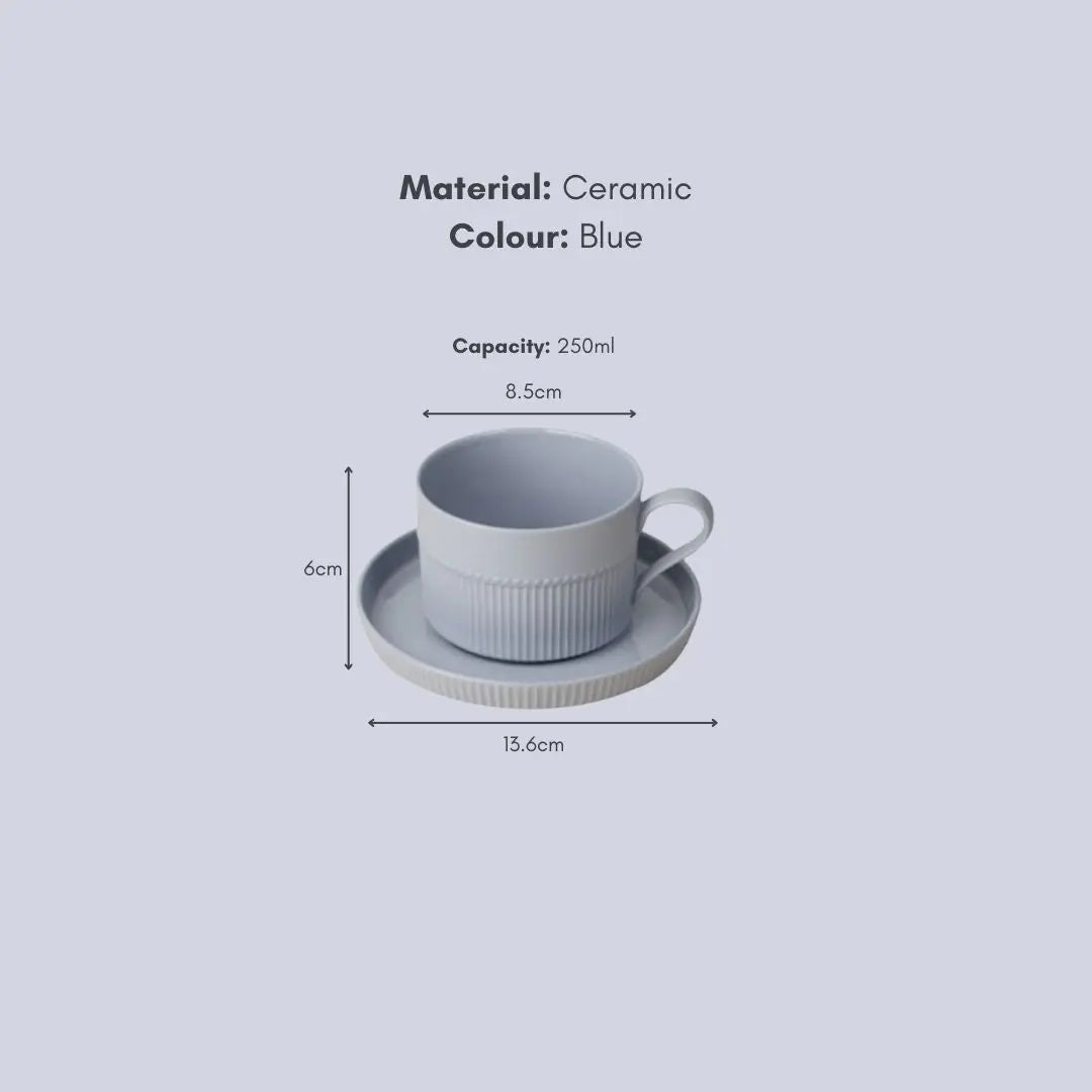 Abaca Ceramic Teacup with Saucer-Speckled Space