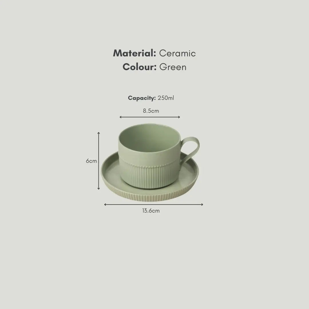 Abaca Ceramic Teacup with Saucer-Speckled Space