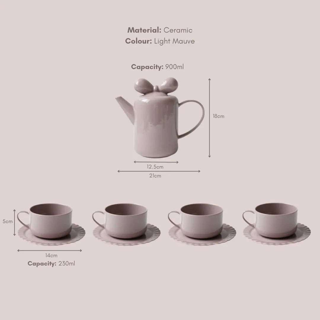 Ricabella Ceramic Light Mauve Teapot Set-Speckled Space