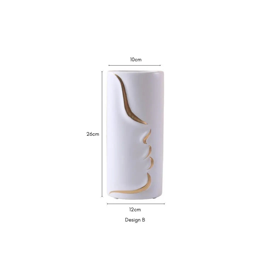 Rylee Abstract Face Design Ceramic Vase-Speckled Space