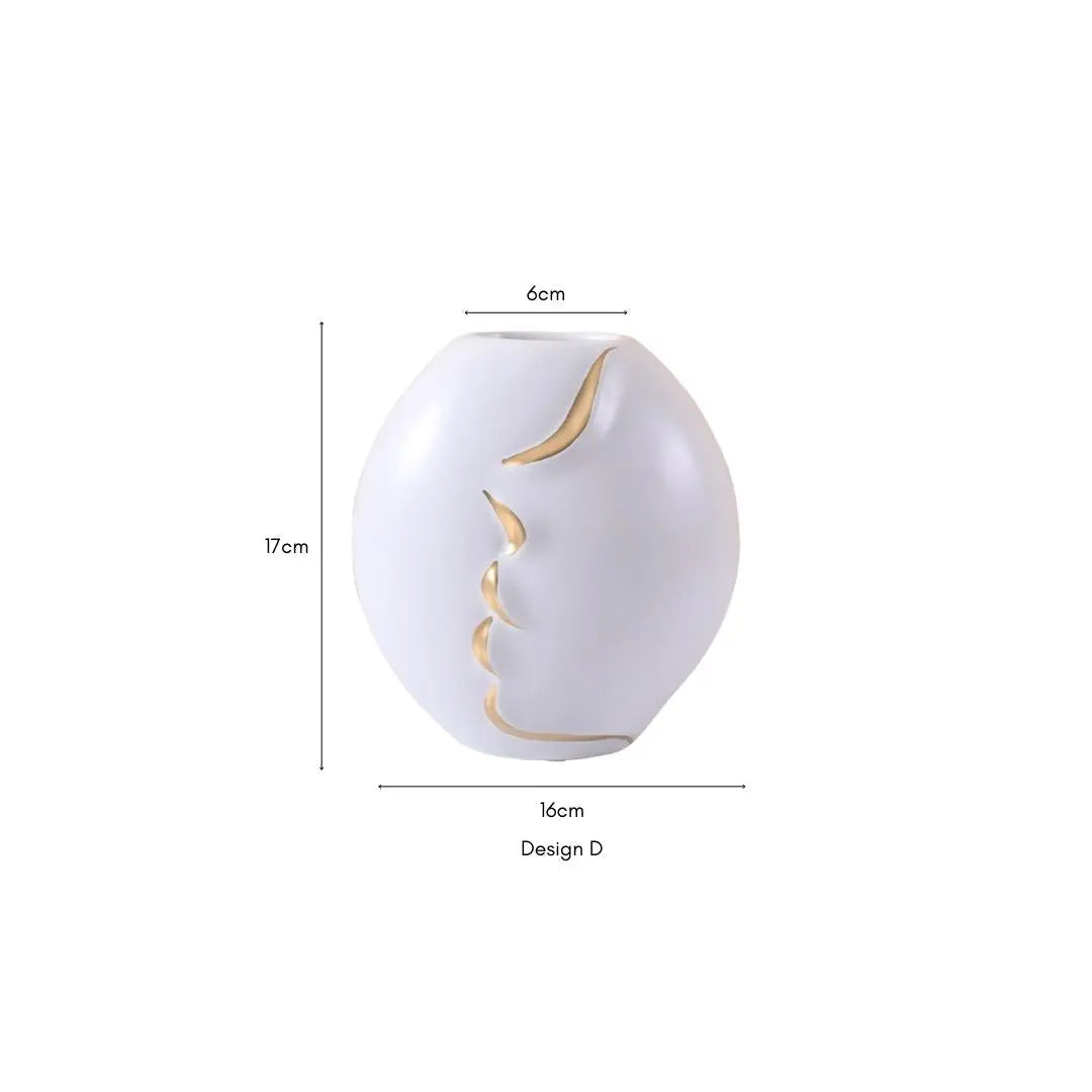 Rylee Abstract Face Design Ceramic Vase-Speckled Space
