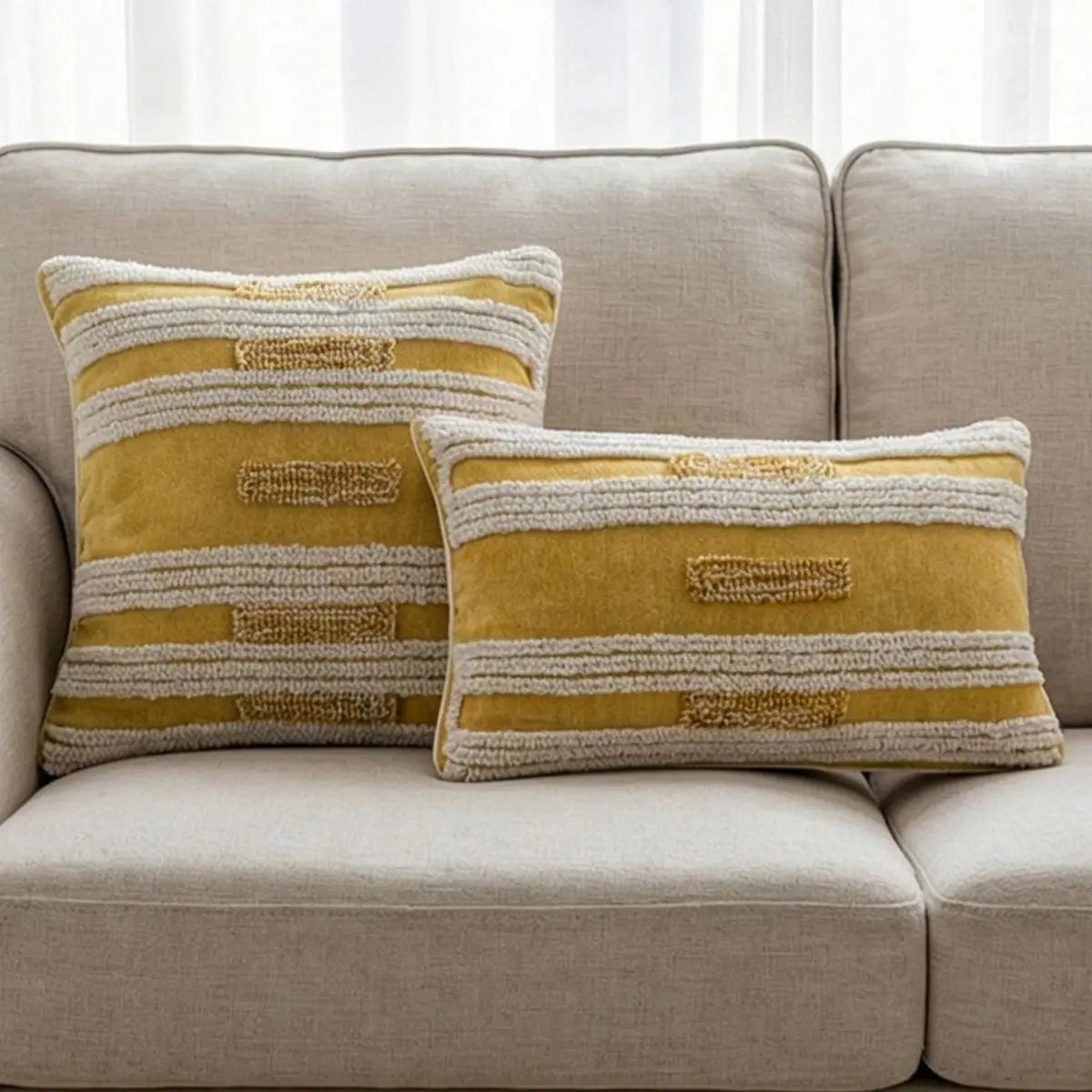 Germaine Yellow Tufted Cushion Cover A Speckled Space