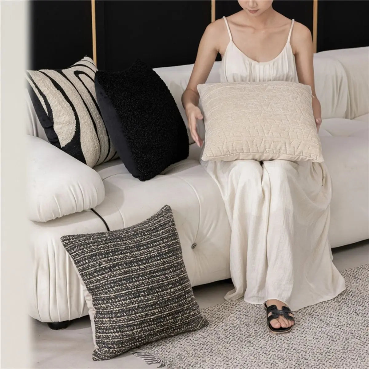 Harpist Black Cream Cushion Cover A Speckled Space