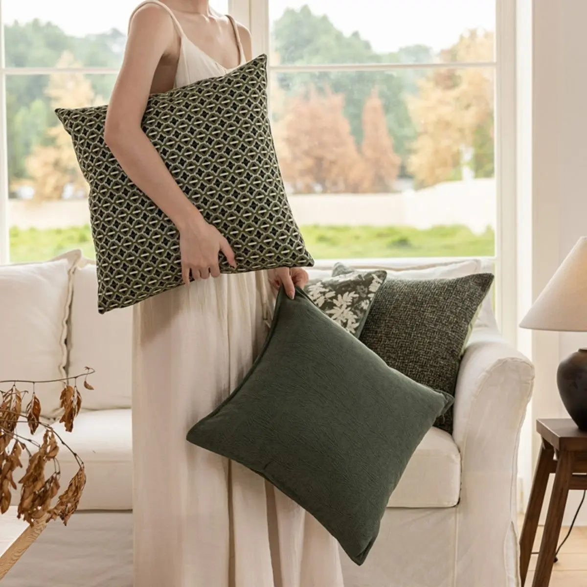 Zyer Green Cushion Cover B Speckled Space