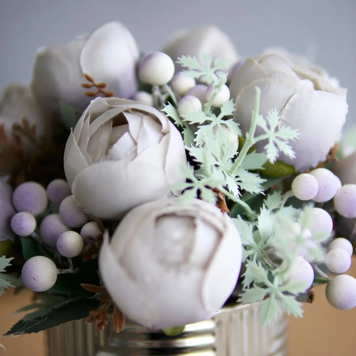Peony Grey Floral Arrangement Speckled Space