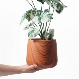 Woshly Wood Ceramic Flower Pot