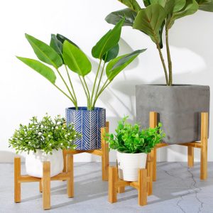 Flower Pots Elevated Wooden Stand