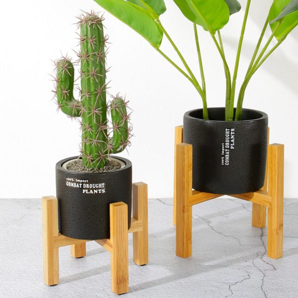 Flower Pots Elevated Wooden Stand