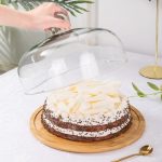 Whitney Cake Serving Tray with glass lid and wooden base