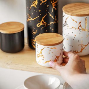 Marble Ceramic Canister