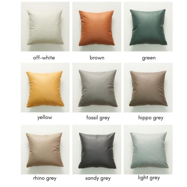 Plainly Solid Faux Leather Cushion Cover