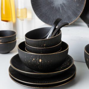 Reine Black Gold Porcelain Dinnerware