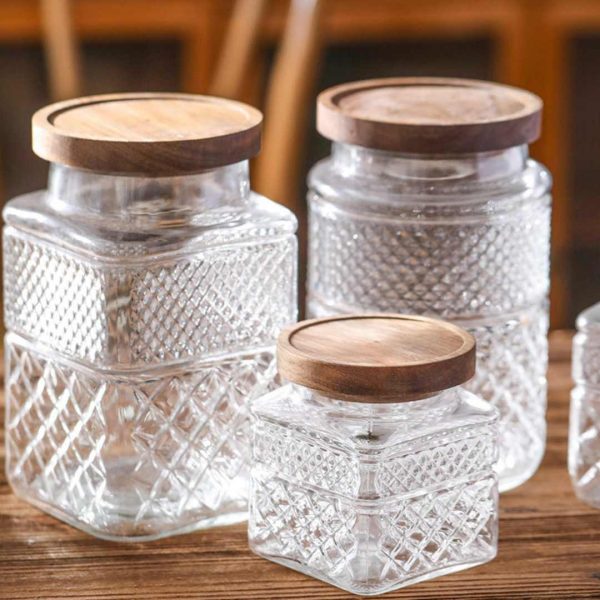 Phillea Wooden Glass Canister