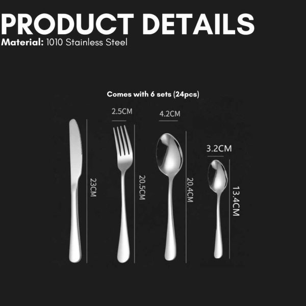 24pcs Stainless Steel Metallic Cutlery Set
