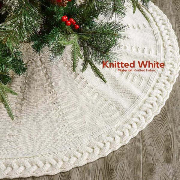 Knitted White Christmas Tree Skirting